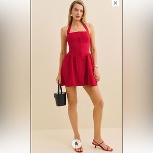 Reformation Mariela linen Elegant Red Dress